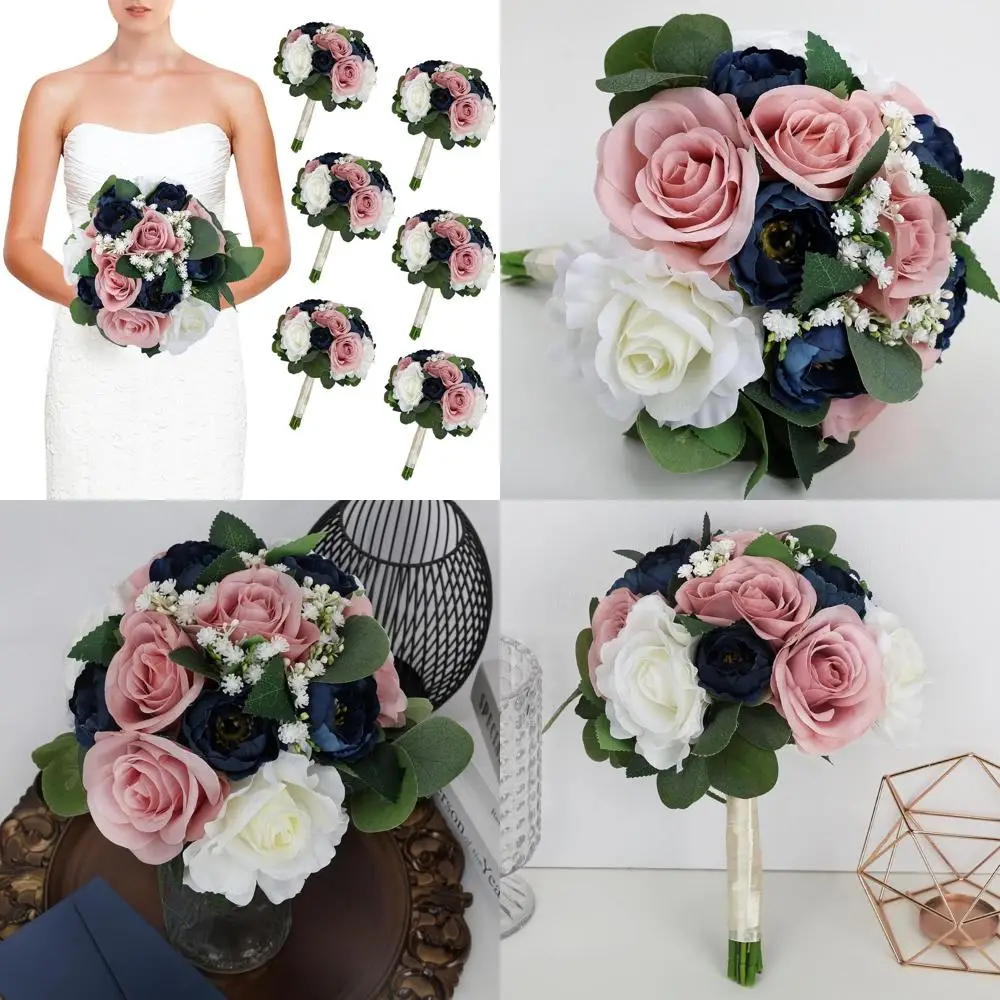 6-piece Set of 11 Dusty Pink & Navy Blue Artificial Bridesmaid Bouquets for Wedding and Shower Decor
6-piece Set of 11 Dusty Pink & Navy Blue Artificial Bridesmaid Bouquets for Wedding and Shower Decor