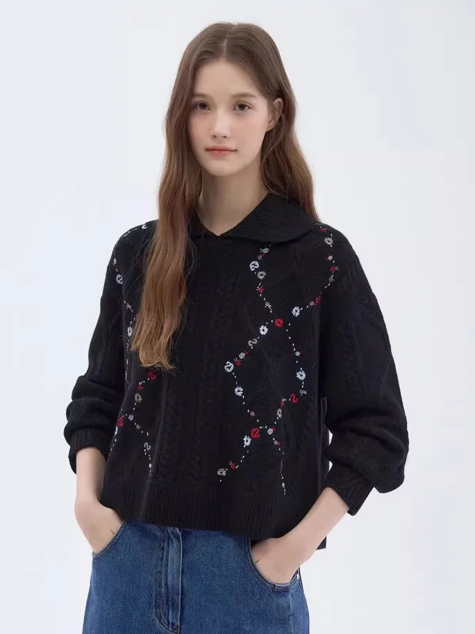 Женский вязаный шерстяной свитер 2026OB с вышивкой, отложным воротником, повседневный, свободного кроя, с длинными рукавами
Женский вязаный шерстяной свитер 2026OB с вышивкой, отложным воротником, повседневный, свободного кроя, с длинными рукавами