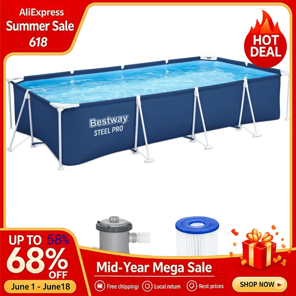 13 Foot x 32 Inch Rectangular Above Ground Outdoor Pool Steel Framed Vinyl Swimming Pool with 1,506 Gallon Water Capa, Custom
13 Foot x 32 Inch Rectangular Above Ground Outdoor Pool Steel Framed Vinyl Swimming Pool with 1,506 Gallon Water Capa, Custom