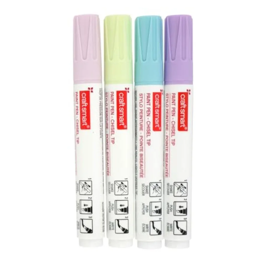 Craft Smart Pastel Paint Pens, Oil-Based Multi-Surface Markers with Chisel Tip, Assorted Pastels, 6 Pack 24 Total
Craft Smart Pastel Paint Pens, Oil-Based Multi-Surface Markers with Chisel Tip, Assorted Pastels, 6 Pack 24 Total