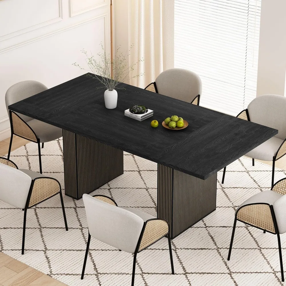 78 Inch Rectangular Dining Table for 6 to 10, Farmhouse Fluted Dining Kitchen Table, Modern Wood Long Dining Table for Kitchen L
78 Inch Rectangular Dining Table for 6 to 10, Farmhouse Fluted Dining Kitchen Table, Modern Wood Long Dining Table for Kitchen L