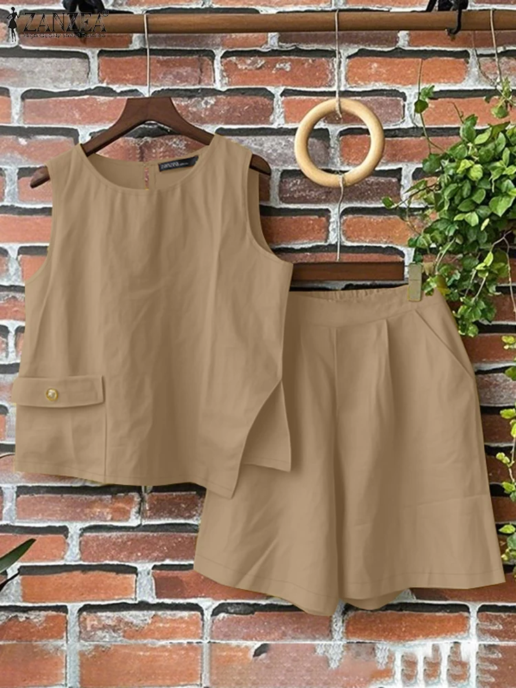 2025 ZANZEA Summer Short Sets 2PCS Women Outfits Sleeveless Irregular Blouse Casual Loose Matching Sets Solid Holiday Tracksuits
2025 ZANZEA Summer Short Sets 2PCS Women Outfits Sleeveless Irregular Blouse Casual Loose Matching Sets Solid Holiday Tracksuits