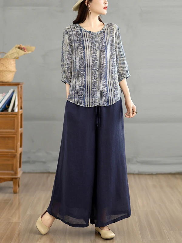 Retro Cotton Linen Fashion Casual Print Shirt Wide Leg Pants Set Summer 2026 Women's Loose Fit Two-Piece Ensemble
Retro Cotton Linen Fashion Casual Print Shirt Wide Leg Pants Set Summer 2026 Women's Loose Fit Two-Piece Ensemble