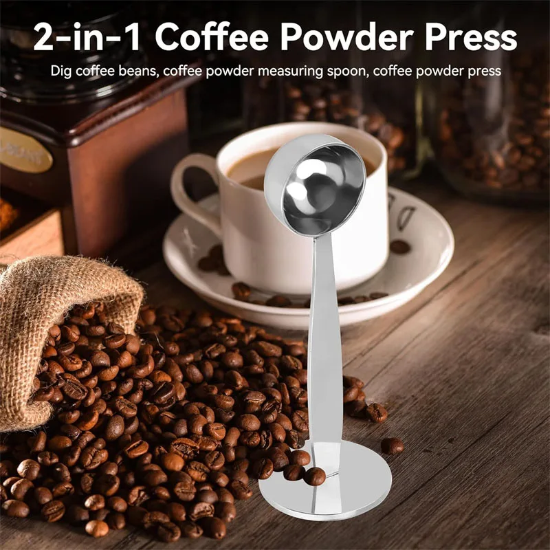 2 In 1 Coffee Powder Measuring Scoops Espresso Tamper Spoon Stainless Steel Coffee Powder Measuring Spoon with Pressed Bottom
2 In 1 Coffee Powder Measuring Scoops Espresso Tamper Spoon Stainless Steel Coffee Powder Measuring Spoon with Pressed Bottom