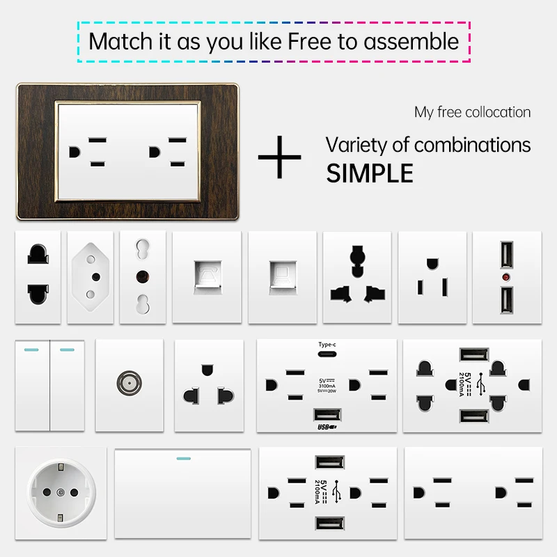 White imitation Dark vintage wood grain Brazil Standard socket Double Usb Type C wall socket switch Switzerland home assistant
White imitation Dark vintage wood grain Brazil Standard socket Double Usb Type C wall socket switch Switzerland home assistant