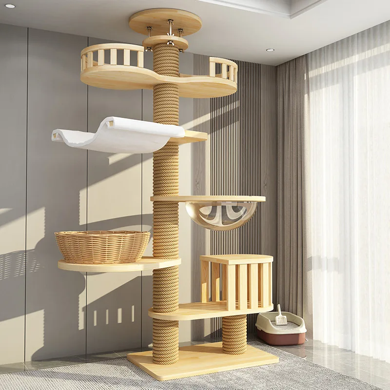 Unique Design Wooden Sisal Scratcher Posts Large Platform Tall Cat Climbing Tree Cat Tower for Indoor Multiple Cats
Unique Design Wooden Sisal Scratcher Posts Large Platform Tall Cat Climbing Tree Cat Tower for Indoor Multiple Cats