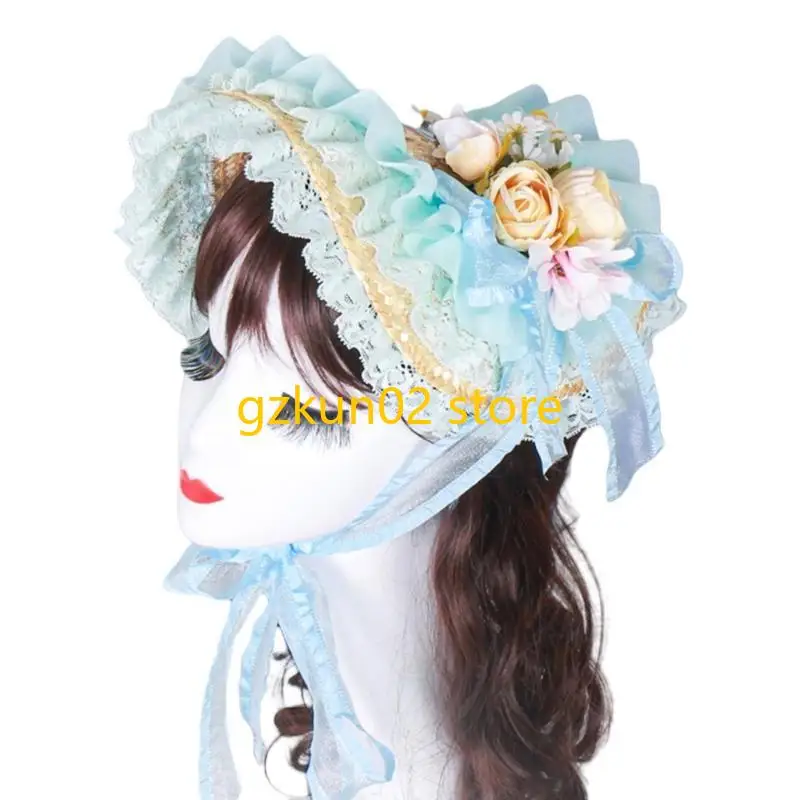 KXRB Victorian Straw Hat With Lace Ruffled Brims and Rose Flower For Women Fashion Anime Costume Bonnet Hat for Special Event
KXRB Victorian Straw Hat With Lace Ruffled Brims and Rose Flower For Women Fashion Anime Costume Bonnet Hat for Special Event