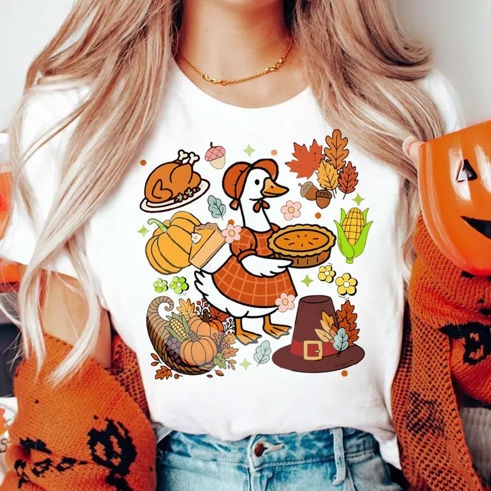 Ladies' Basic Cute Cartoon Goose Pattern Printed Fashion Casual Versatile Trendy Round Neck Clothing O-Neck New White T-Shirt 
Ladies' Basic Cute Cartoon Goose Pattern Printed Fashion Casual Versatile Trendy Round Neck Clothing O-Neck New White T-Shirt