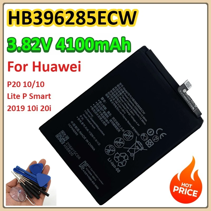 HB396285ECW 4100mAh Lithium Battery for Huawei P20 10/10 Lite P Smart 2019 10i 20i Replacement Phone Battery
HB396285ECW 4100mAh Lithium Battery for Huawei P20 10/10 Lite P Smart 2019 10i 20i Replacement Phone Battery