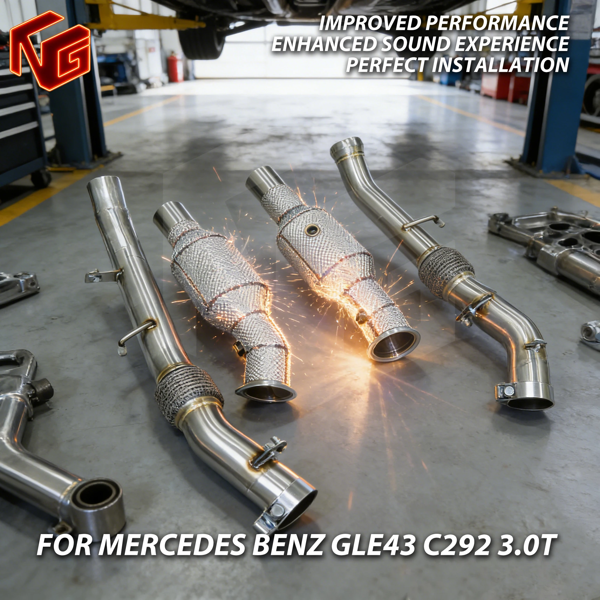 ING ss304 Performance exhaust Catalytic Downpipe for Mercedes Benz GLE43 C292 3.0T Engine Heat Shield Header Race Escape System
ING ss304 Performance exhaust Catalytic Downpipe for Mercedes Benz GLE43 C292 3.0T Engine Heat Shield Header Race Escape System