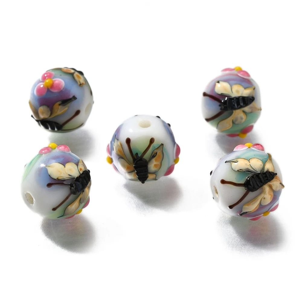 5pcs Round with Butterfly Lampwork Beads Rondelle with Dragonfly & Flower Glass Spacer Bead for Jewelry Making Earring DIY Craft
5pcs Round with Butterfly Lampwork Beads Rondelle with Dragonfly & Flower Glass Spacer Bead for Jewelry Making Earring DIY Craft
