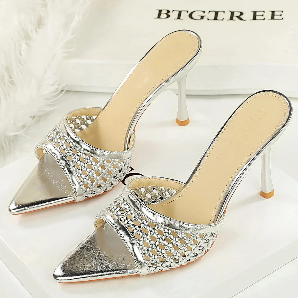 BIGTREE Shoes Weaving Design high-heeled Sandals Women shoes Summer Women Pumps Pointed open-toe Stiletto 9 CM heeled slippers
BIGTREE Shoes Weaving Design high-heeled Sandals Women shoes Summer Women Pumps Pointed open-toe Stiletto 9 CM heeled slippers
