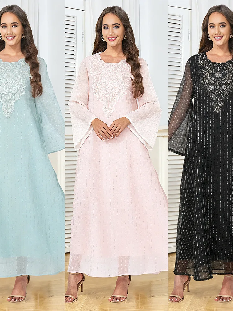 Elegant Fashionable Jalabiya Robe Ethnic Uygur New Style Net Rhinestone Collar Flower Long Dress Chinese Traditional Women's ...
Elegant Fashionable Jalabiya Robe Ethnic Uygur New Style Net Rhinestone Collar Flower Long Dress Chinese Traditional Women's ...