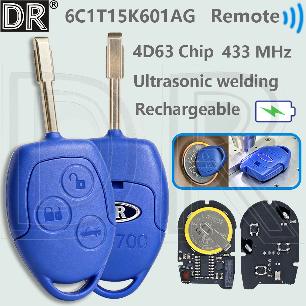 DR Rechargable Ultrasonic welding Car Remote Key For Ford WM Transit VM MK7 2006-2014 433MHz 4D63 Chip 6C1T15K601AG
DR Rechargable Ultrasonic welding Car Remote Key For Ford WM Transit VM MK7 2006-2014 433MHz 4D63 Chip 6C1T15K601AG