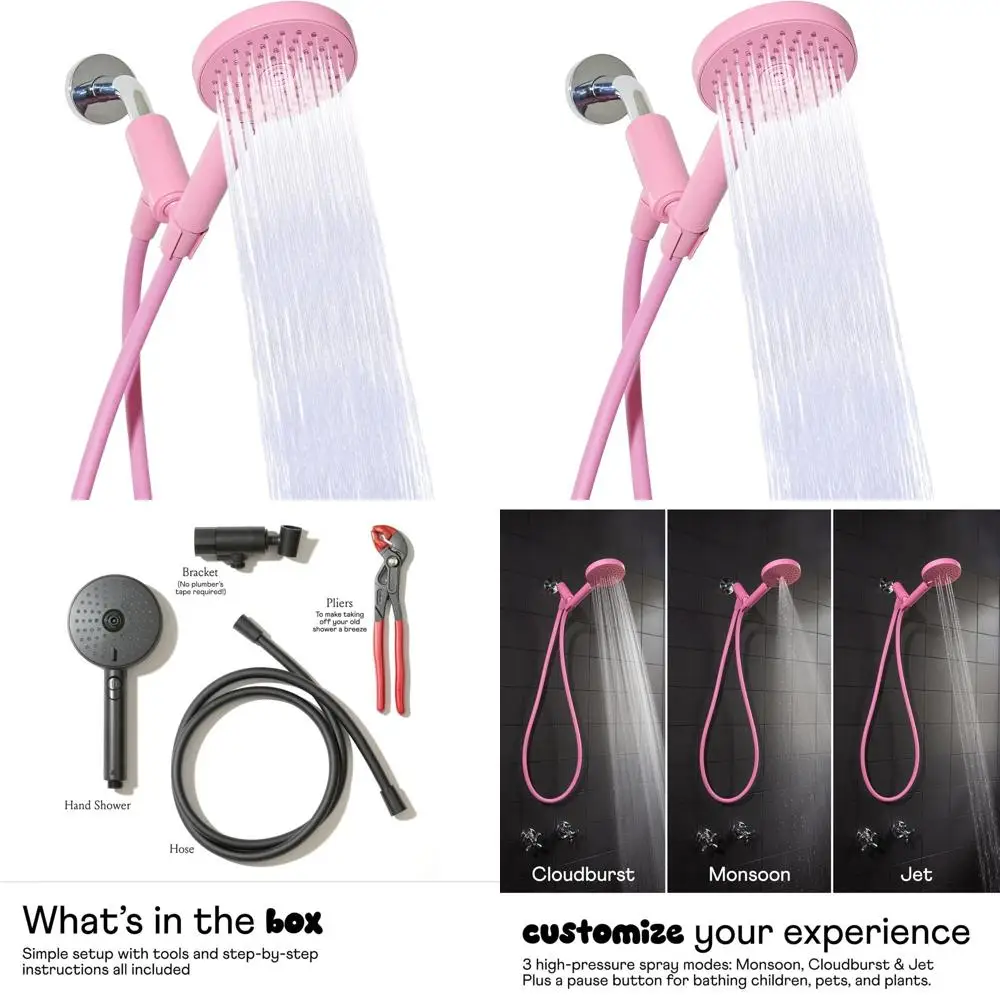 Portable High-Pressure Shower with 3 Modes, Pause Feature, 70-Inch Hose, Eco-Friendly, Easy Install, Pink
Portable High-Pressure Shower with 3 Modes, Pause Feature, 70-Inch Hose, Eco-Friendly, Easy Install, Pink