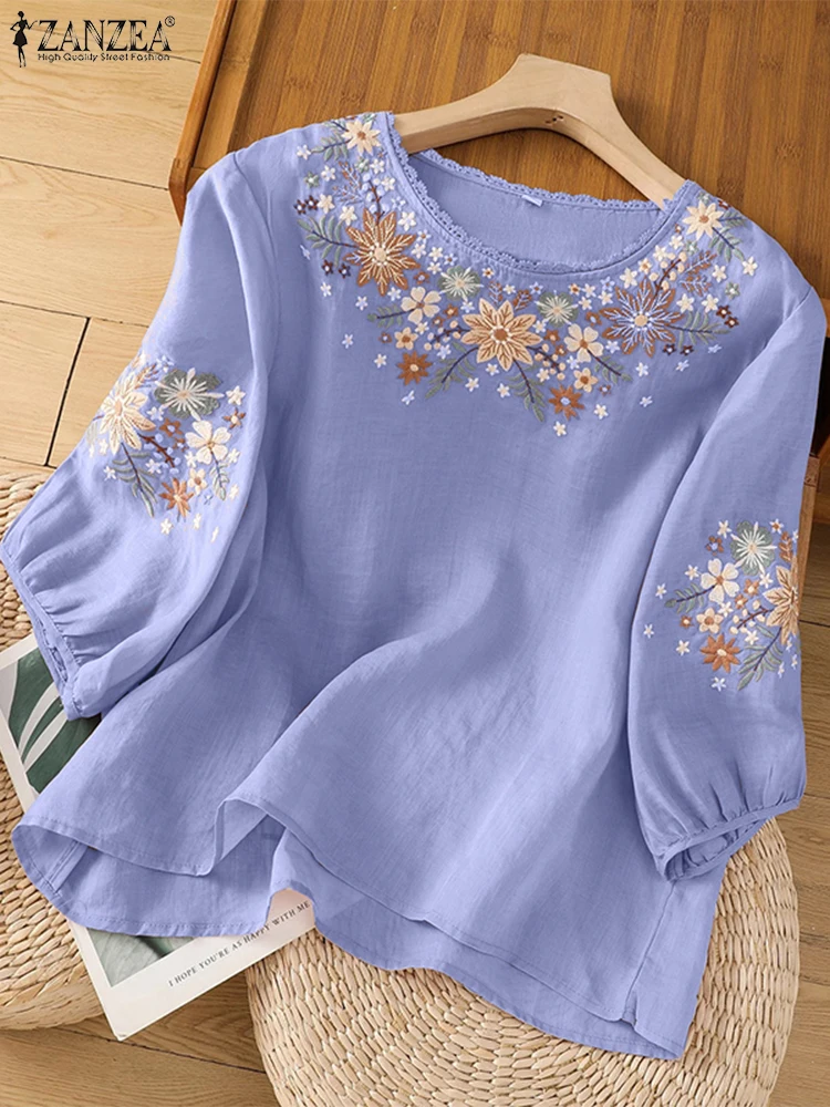 Summer Floral Printed Blouses Women Half Lantern Sleeve Tops Vintage O Neck Blusas 2025 ZANZEA Oversized Loose Casual Tunics
Summer Floral Printed Blouses Women Half Lantern Sleeve Tops Vintage O Neck Blusas 2025 ZANZEA Oversized Loose Casual Tunics