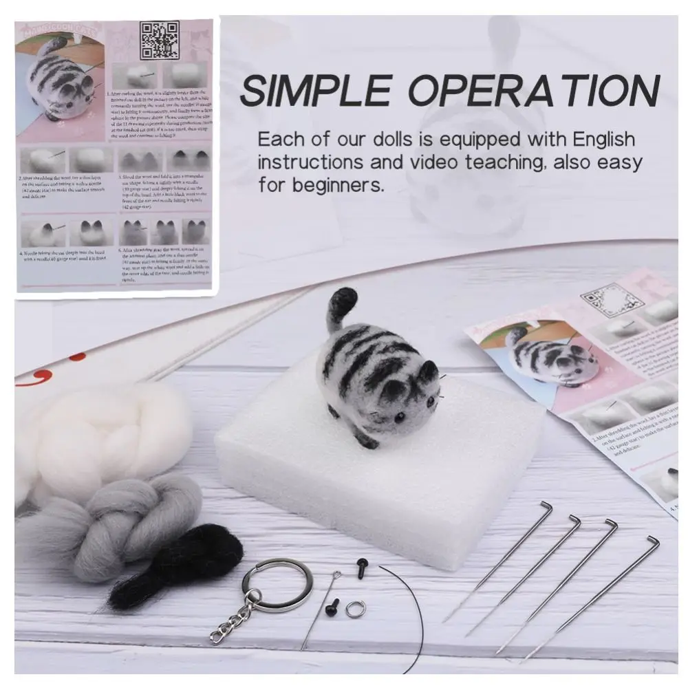 Needlework Needle Felting Kit Animal Package Material Felting Starter Kit Wool Felting Handmade DIY Wool Felt Materials Set Needlework Needle Felting Kit Animal Package Material Felting Starter Kit Wool Felting Handmade DIY Wool Felt Materials Set