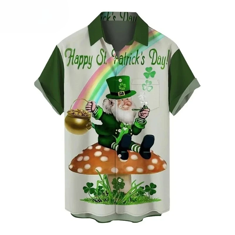 Гавайская рубашка с узором ко Дню Святого Патрика для мужчин, клеверная зеленая шляпа, повседневные рубашки с короткими рукавами и 3D принтом с лацканами, рубашки Aloha, блузки
Гавайская рубашка с узором ко Дню Святого Патрика для мужчин, клеверная зеленая шляпа, повседневные рубашки с короткими рукавами и 3D принтом с лацканами, рубашки Aloha, блузки