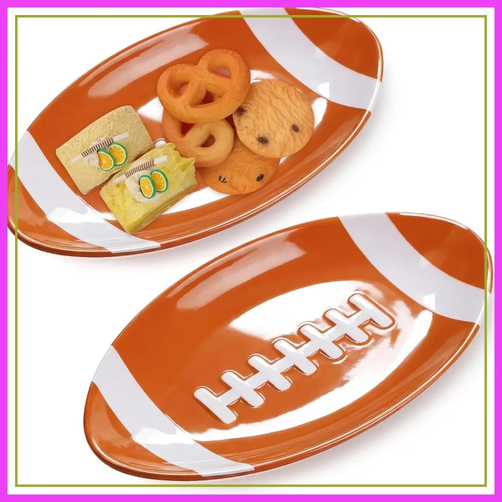 2 Pcs Football Serving Tray Melamine Plates Reusable Party Dishes Snacks Cookies Dessert Dishwasher Safe
2 Pcs Football Serving Tray Melamine Plates Reusable Party Dishes Snacks Cookies Dessert Dishwasher Safe