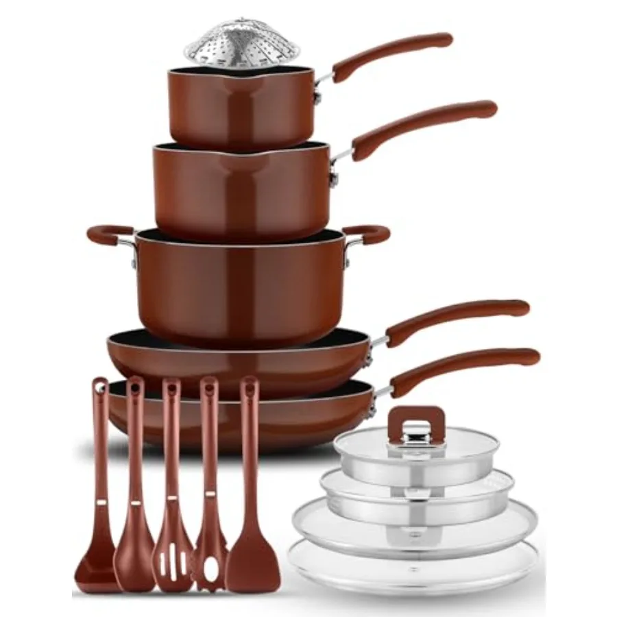 17pcs Brown Stackable Pots and Pans Set Nonstick Induction Cookware Space Saving Cookware Easy Clean Ideal For RV and Camper In
17pcs Brown Stackable Pots and Pans Set Nonstick Induction Cookware Space Saving Cookware Easy Clean Ideal For RV and Camper In