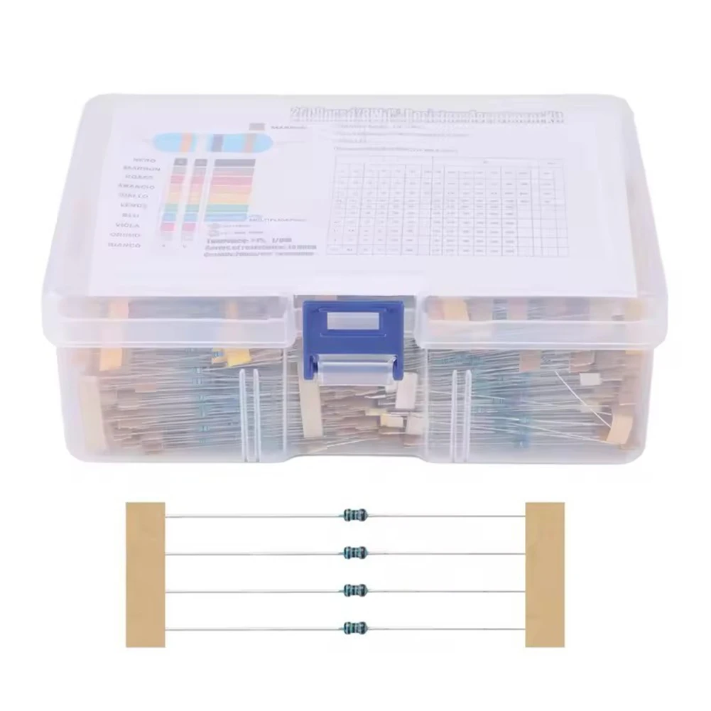 2600pcs Resistor Set Resistance 1/8W Metal Film Resistors Kit 1Ohm ~10M Ohm 130Values Electronic Components Kit
2600pcs Resistor Set Resistance 1/8W Metal Film Resistors Kit 1Ohm ~10M Ohm 130Values Electronic Components Kit