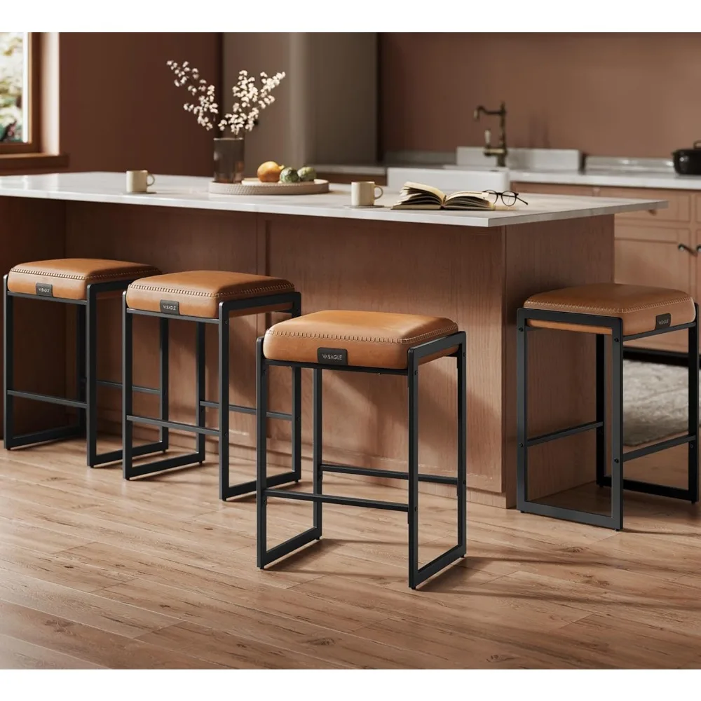 EKHO Collection - Bar Stools Set of 4, Counter Height Bar Stools, Synthetic Leather with Stitching, Mid-Century Modern Counter
EKHO Collection - Bar Stools Set of 4, Counter Height Bar Stools, Synthetic Leather with Stitching, Mid-Century Modern Counter