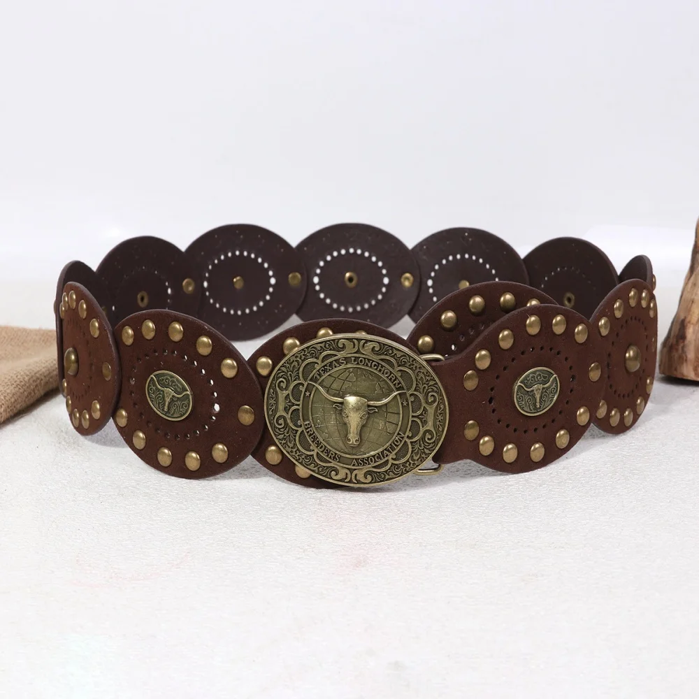 Y2K Waist Bandage 2026 Vintage Western Cowboy Wide PU Leather Belt Bullhead Metal Buckle Rivet Steampunk Women Trendy Accessory
Y2K Waist Bandage 2026 Vintage Western Cowboy Wide PU Leather Belt Bullhead Metal Buckle Rivet Steampunk Women Trendy Accessory