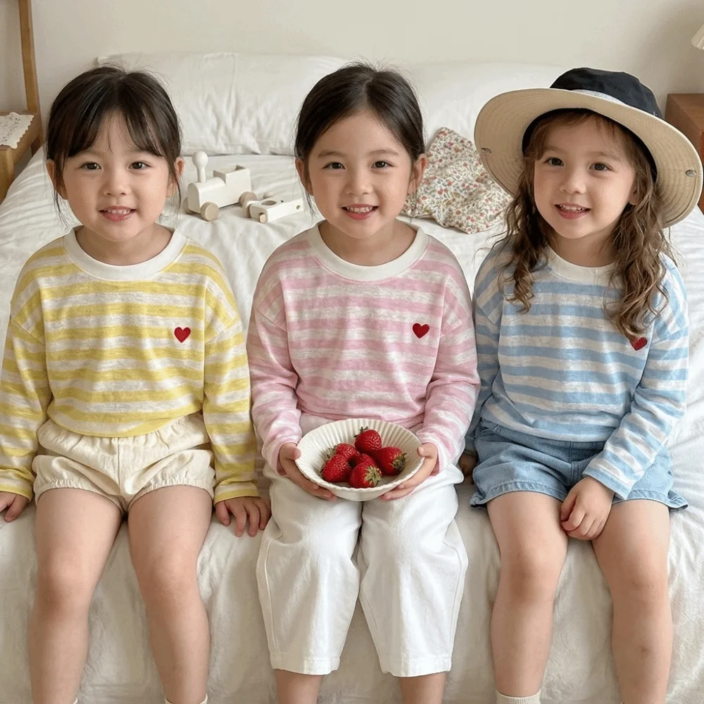 Lightweight Fabric Kids Long Sleeve Top Long Sleeves Loose Fit Sun Protection Shirt Striped Pattern Heart Patch Base Layer
Lightweight Fabric Kids Long Sleeve Top Long Sleeves Loose Fit Sun Protection Shirt Striped Pattern Heart Patch Base Layer