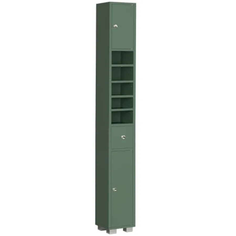 Bathroom Cabinet, Narrow Bathroom Storage Cabinet with 5 Adjustable Shelves and Drawer, Freestanding Cupboard for Small Spaces,
Bathroom Cabinet, Narrow Bathroom Storage Cabinet with 5 Adjustable Shelves and Drawer, Freestanding Cupboard for Small Spaces,