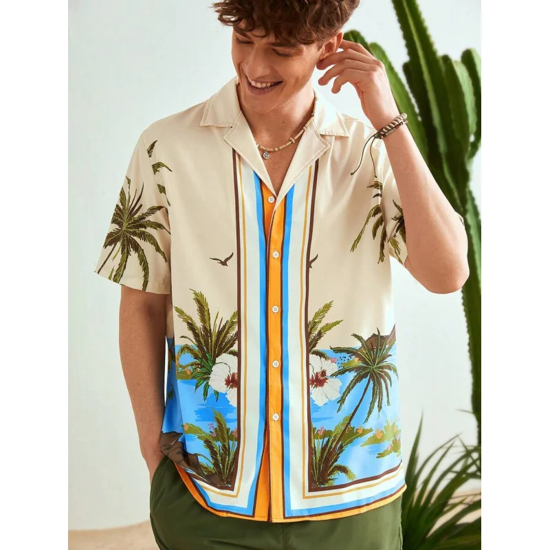 Popular men's clothing. Men's coconut tree patterned casual short-sleeved shirt, suitable as a gift for boyfriends, for vacation
Popular men's clothing. Men's coconut tree patterned casual short-sleeved shirt, suitable as a gift for boyfriends, for vacation