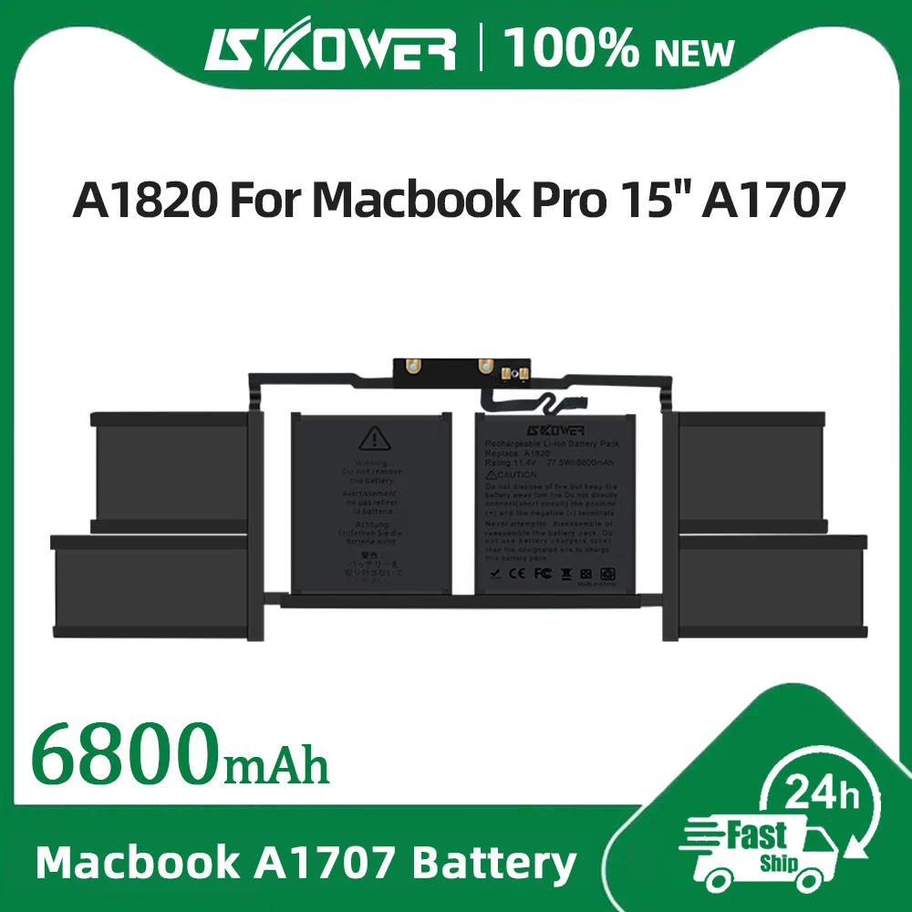 SKOWER High Performance 6800mAh A1820 Laptop Battery For Apple Macbook Pro 15" A1707
SKOWER High Performance 6800mAh A1820 Laptop Battery For Apple Macbook Pro 15" A1707