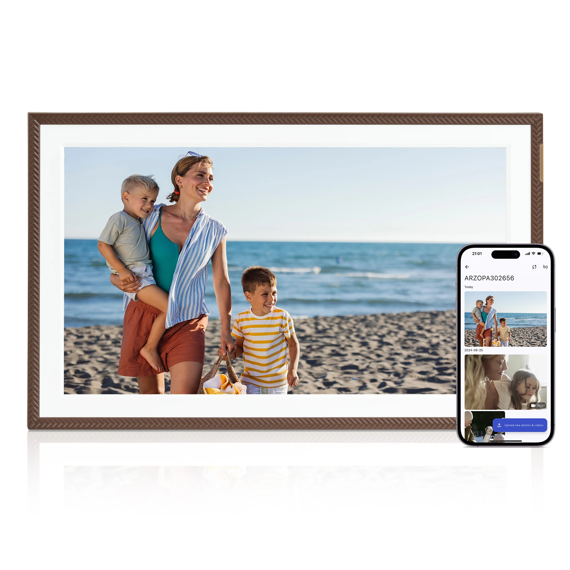 Arzopa D15 Brown 1080P Cloud 15.6 Inch Frame Share Photo Wifi Smart Touch Screen Digital Electronic Photo Picture Video Frames
Arzopa D15 Brown 1080P Cloud 15.6 Inch Frame Share Photo Wifi Smart Touch Screen Digital Electronic Photo Picture Video Frames