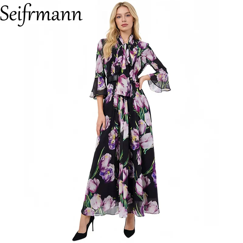 Seifrmann 2026 Spring Women's New Fashion frenulum Collar Long Sleeve Printed Belt Waist cinching Long Dress
Seifrmann 2026 Spring Women's New Fashion frenulum Collar Long Sleeve Printed Belt Waist cinching Long Dress