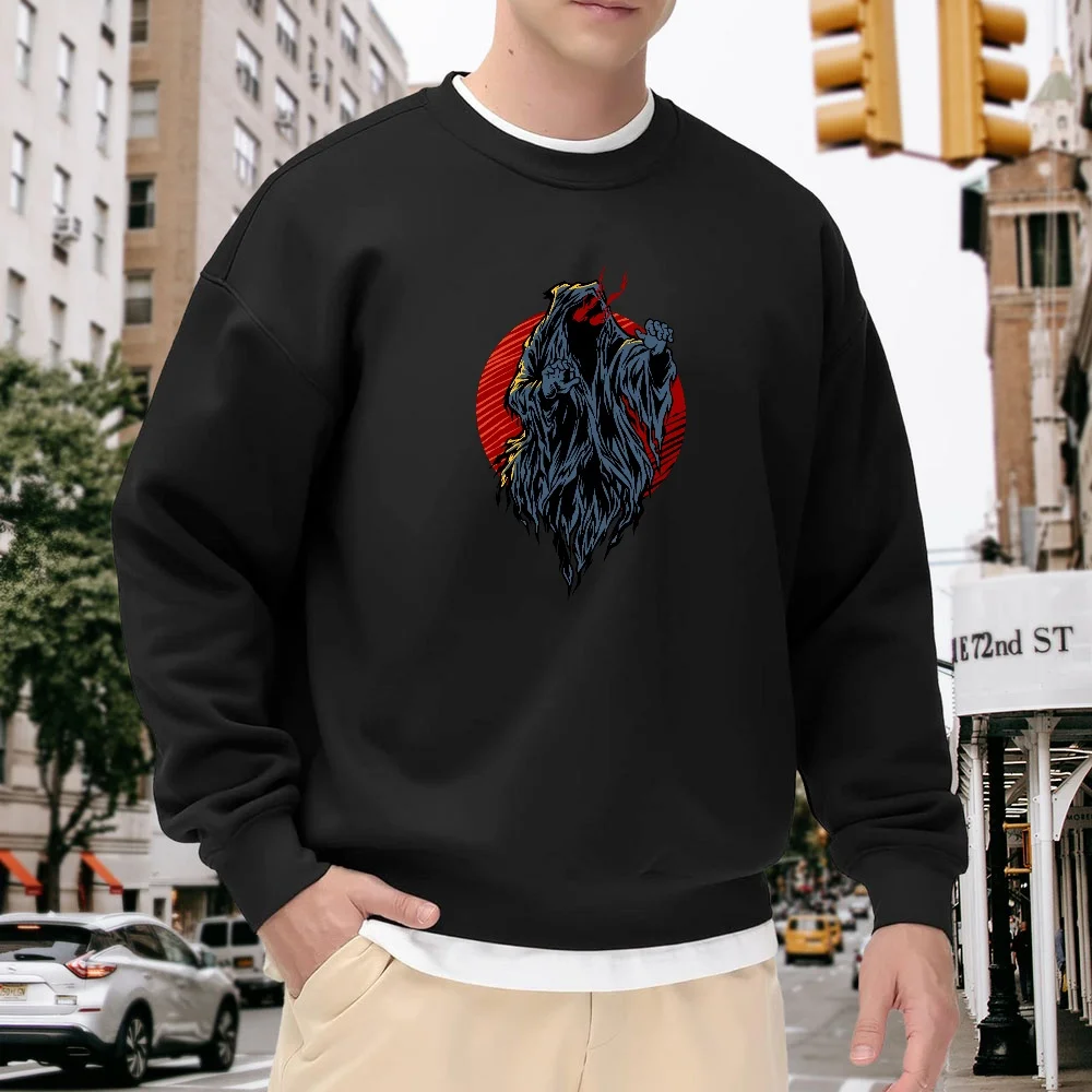 Men's Black Crew Neck Pullover Sweatshirt, Trendy Dark-Style Printed Loose Top, Street Casual Versatile Style, Comfortable and Breathable, Suitable for Daily Outings and Sports
Men's Black Crew Neck Pullover Sweatshirt, Trendy Dark-Style Printed Loose Top, Street Casual Versatile Style, Comfortable and Breathable, Suitable for Daily Outings and Sports