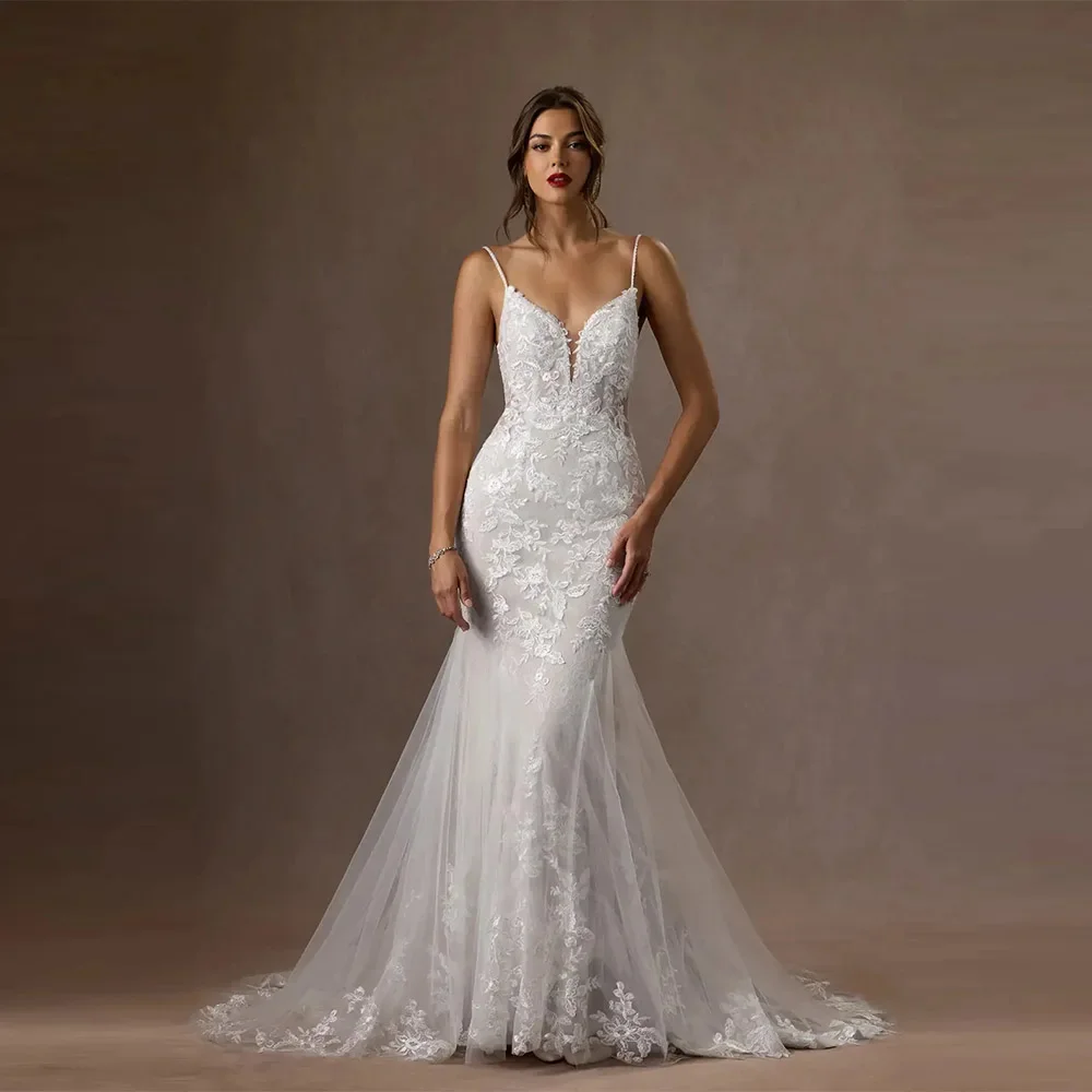 Wedding Dress Backless Mermaid Bride Dress Appliques Spaghetti Straps Bride Gowns Formal Bridal Gowns for Women Wedding Party
Wedding Dress Backless Mermaid Bride Dress Appliques Spaghetti Straps Bride Gowns Formal Bridal Gowns for Women Wedding Party