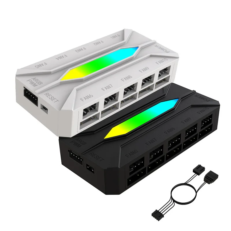 Chassis fan ARGB controller 5V3 pin PWM4 pin temperature control 2-in-1 wireless remote control hub
Chassis fan ARGB controller 5V3 pin PWM4 pin temperature control 2-in-1 wireless remote control hub