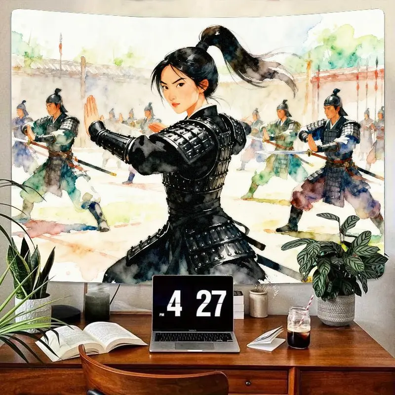 1 шт., гобелен азиатского женщины-воина, акварельное настенное искусство для боевых искусств, современный полиэстеровый домашний декор для гостиной, спальни, Empowe 
1 шт., гобелен азиатского женщины-воина, акварельное настенное искусство для боевых искусств, современный полиэстеровый домашний декор для гостиной, спальни, Empowe