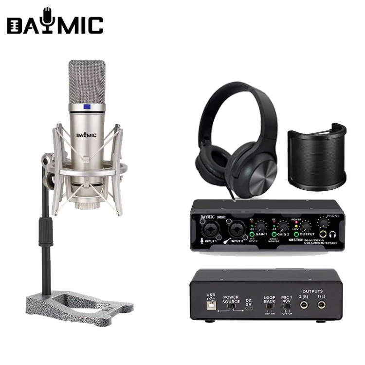 Professional Studio Recording Monitors Speaker Microphone Headphones Sound Card Home Club Music Singing Broadcast Equipment Kit
Professional Studio Recording Monitors Speaker Microphone Headphones Sound Card Home Club Music Singing Broadcast Equipment Kit