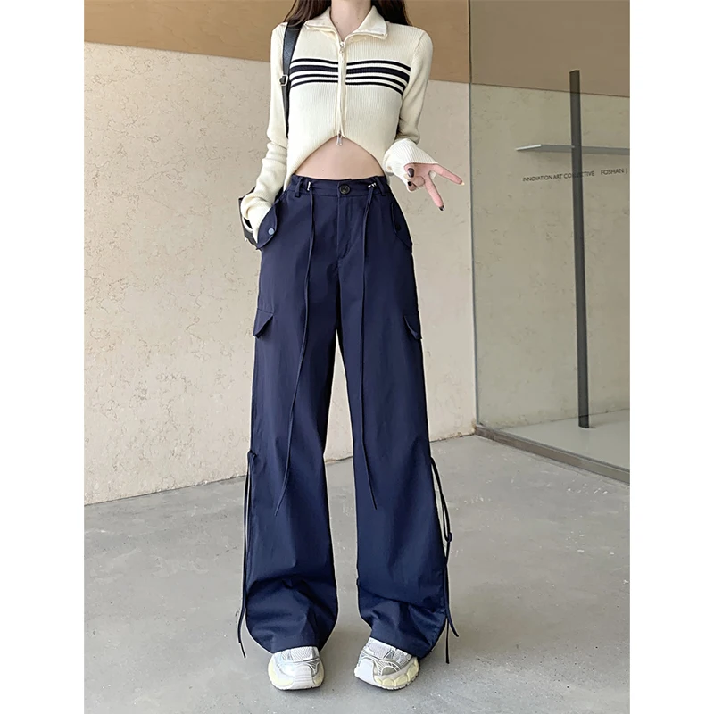 WCFCX STUDIO High Wasit Straight Cargo Pants Women Y2k High Street Slim Female Drawstring Wide Leg Pant 2023 Casual Trousers
WCFCX STUDIO High Wasit Straight Cargo Pants Women Y2k High Street Slim Female Drawstring Wide Leg Pant 2023 Casual Trousers