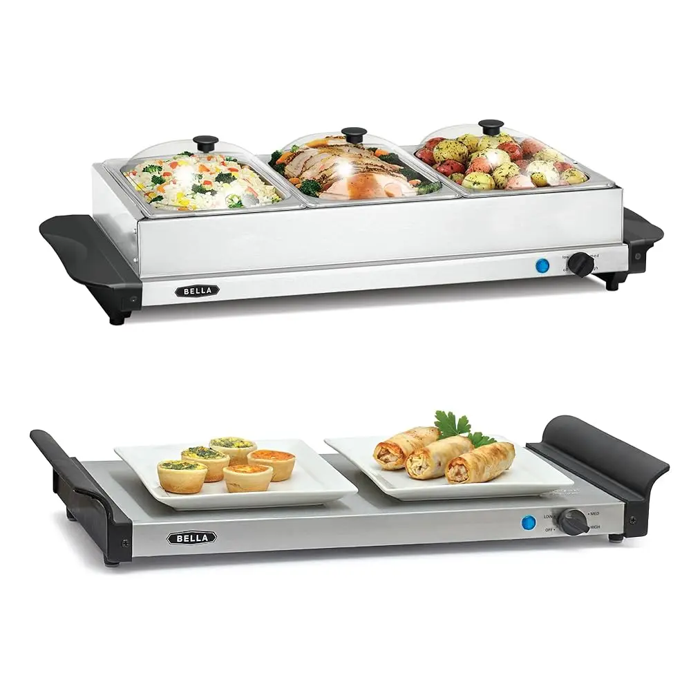 3 X 1.5 Quart Triple Electric Buffet Server, Food Warming Tray & Slow Cooker - Brushed Stainl Steel Heated Serving Station For
3 X 1.5 Quart Triple Electric Buffet Server, Food Warming Tray & Slow Cooker - Brushed Stainl Steel Heated Serving Station For