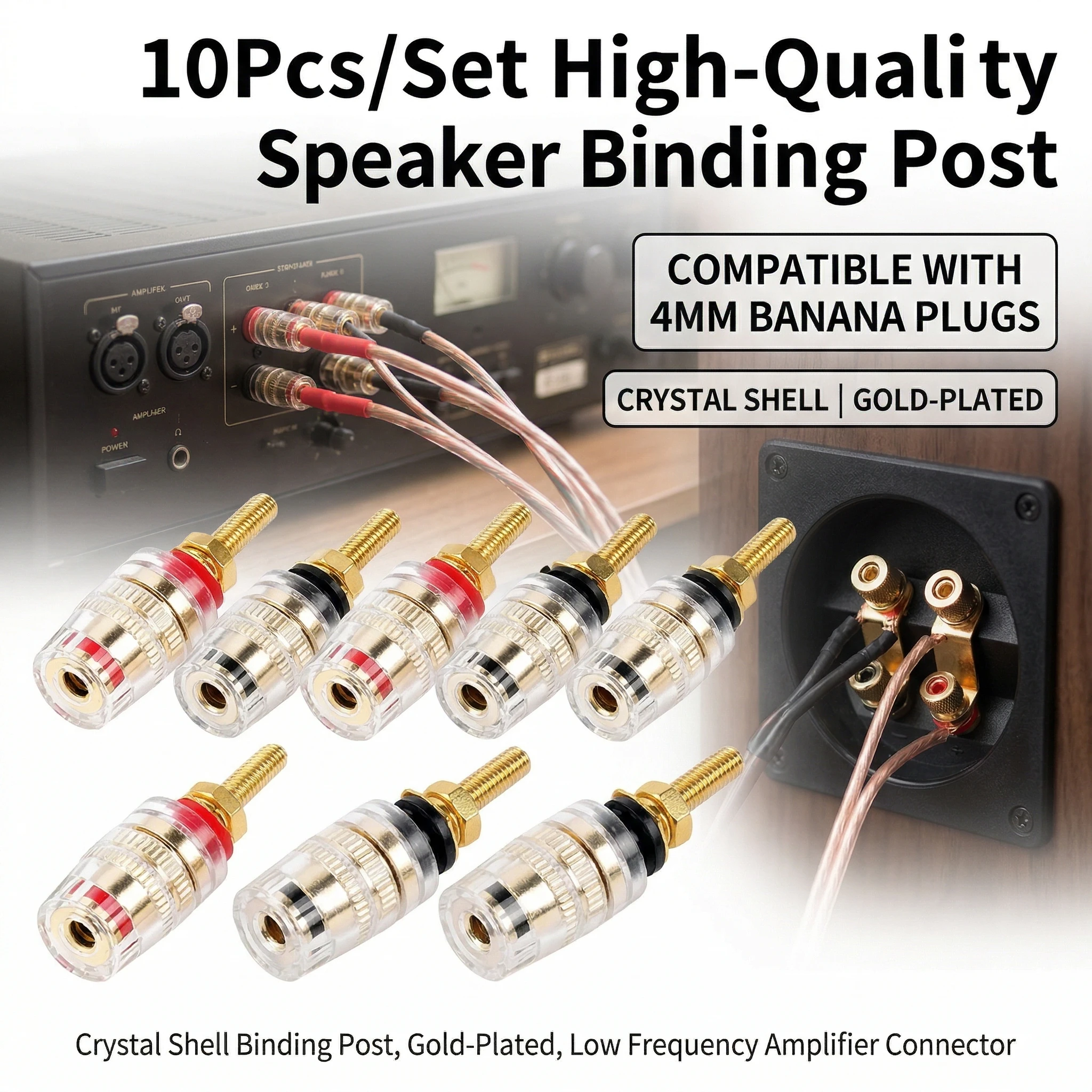 10Pcs/Set Speaker Gold Plated Terminal Binding Post 4mm Banana Plug Socket Low Frequency Amplifier Connector for Loudspeakers
10Pcs/Set Speaker Gold Plated Terminal Binding Post 4mm Banana Plug Socket Low Frequency Amplifier Connector for Loudspeakers