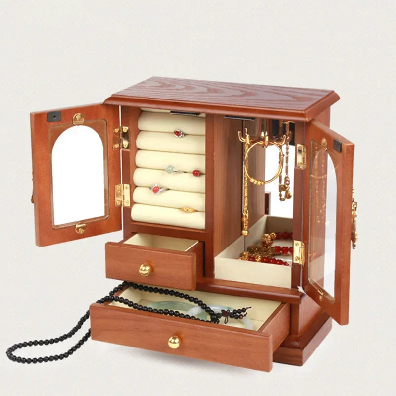 Wooden Light Luxury Large Capacity Jewelry Box Vintage Necklace Ring Earrings Jewelry Storage Box Multi-layer Watch Storage Box
Wooden Light Luxury Large Capacity Jewelry Box Vintage Necklace Ring Earrings Jewelry Storage Box Multi-layer Watch Storage Box