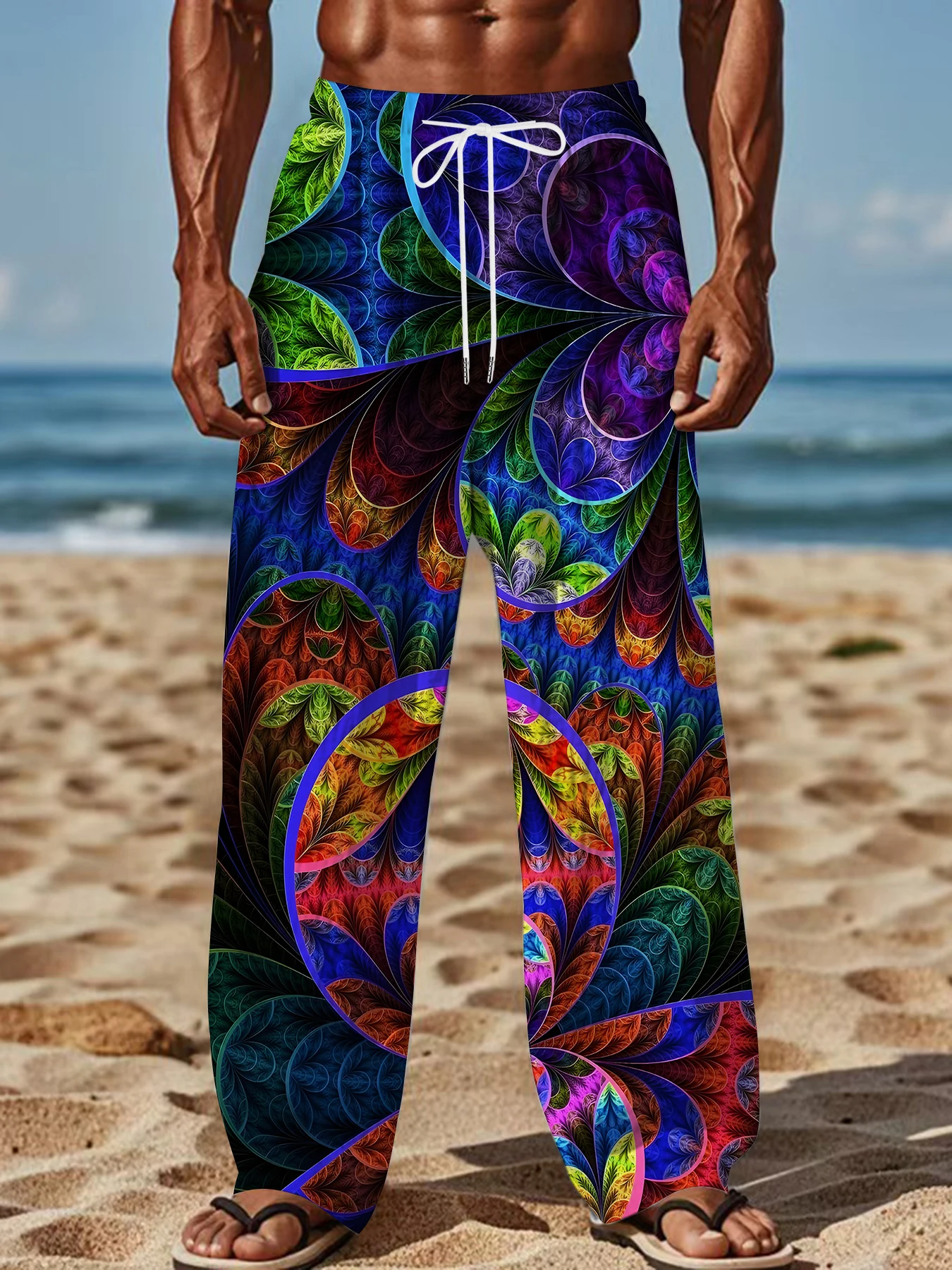 2026 Men's Printed Straight Leg Pants Abstract Wave Design Drawstring Waist Loose Fit Summer Beach Casual Lightweight Trousers
2026 Men's Printed Straight Leg Pants Abstract Wave Design Drawstring Waist Loose Fit Summer Beach Casual Lightweight Trousers