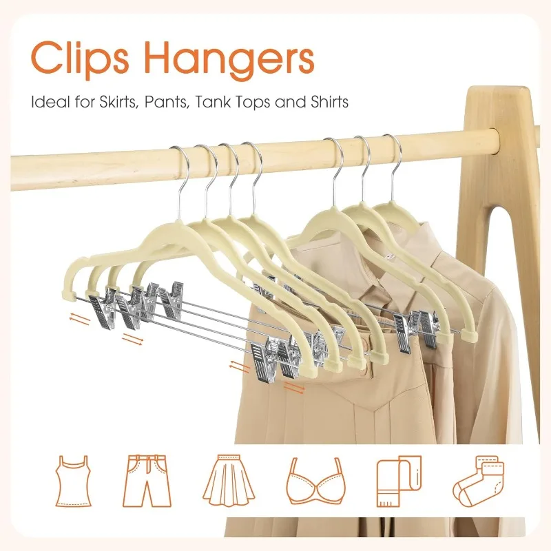 16.5" Pack of 5 Velvet Skirt Hangers with Clips Ultra Thin Non Slip Space Saving Clothes Hanger for Trouser Skirts Jeans Dress
16.5" Pack of 5 Velvet Skirt Hangers with Clips Ultra Thin Non Slip Space Saving Clothes Hanger for Trouser Skirts Jeans Dress