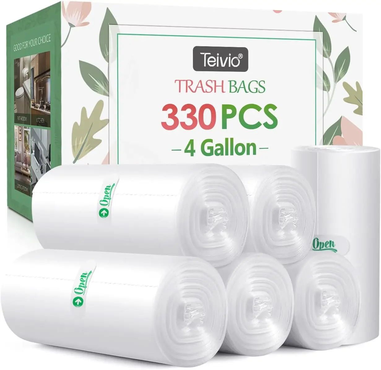 4 Gallon 330 Counts Strong Clear Trash Bags for Home, Office, Kitchen and Bathroom
4 Gallon 330 Counts Strong Clear Trash Bags for Home, Office, Kitchen and Bathroom