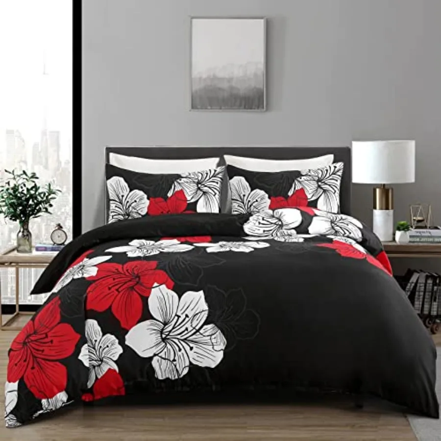 Black Comforter Set and White Floral Comforter with 2 Pillowcases Modern Bedding Sets Lightweight Bed Set for All Season
Black Comforter Set and White Floral Comforter with 2 Pillowcases Modern Bedding Sets Lightweight Bed Set for All Season