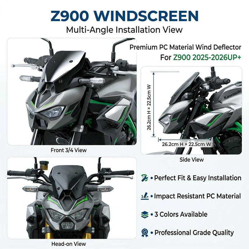 Front Windscreen Windshield Deflector For Kawasaki Z900 Z900SE 2025-2026 Motorcycle Wind Deflector Screen Protector Accessories
Front Windscreen Windshield Deflector For Kawasaki Z900 Z900SE 2025-2026 Motorcycle Wind Deflector Screen Protector Accessories