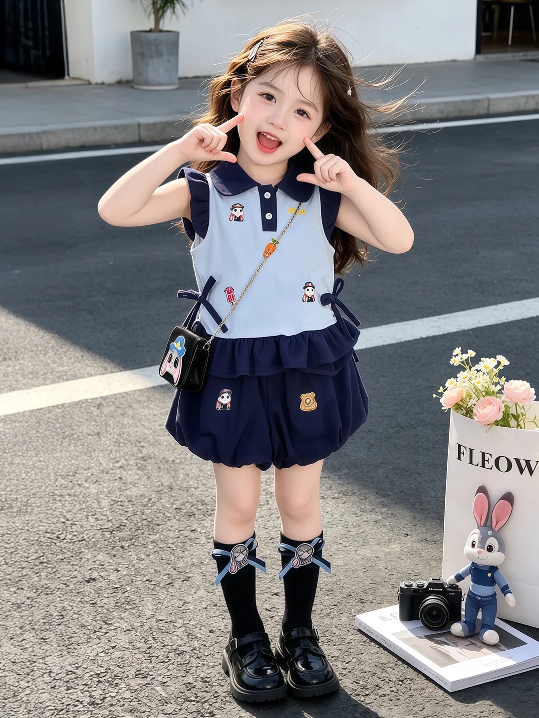 Girls' Rabbit Police Officer Outfit Summer 2026 New College Style Sleeveless Shirt And Bloomer Shorts Two Piece Set
Girls' Rabbit Police Officer Outfit Summer 2026 New College Style Sleeveless Shirt And Bloomer Shorts Two Piece Set