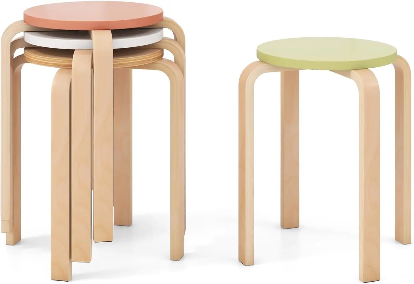 Bentwood Stackable Stools Set of 4, 18" Round Stacking Backless Stools, Flexible Seating for Classroom Kitchen Dining
Bentwood Stackable Stools Set of 4, 18" Round Stacking Backless Stools, Flexible Seating for Classroom Kitchen Dining