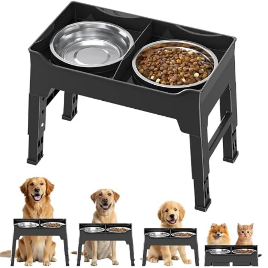 Elevated Dog Bowls Mess Proof with Splash Guard 4 Heights Adjustable Raised Stand with 2L 67 oz Stainless Steel Bowls Lifted Fo
Elevated Dog Bowls Mess Proof with Splash Guard 4 Heights Adjustable Raised Stand with 2L 67 oz Stainless Steel Bowls Lifted Fo
